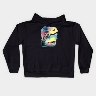 Palm Colorful Scenery Watercolor Kids Hoodie